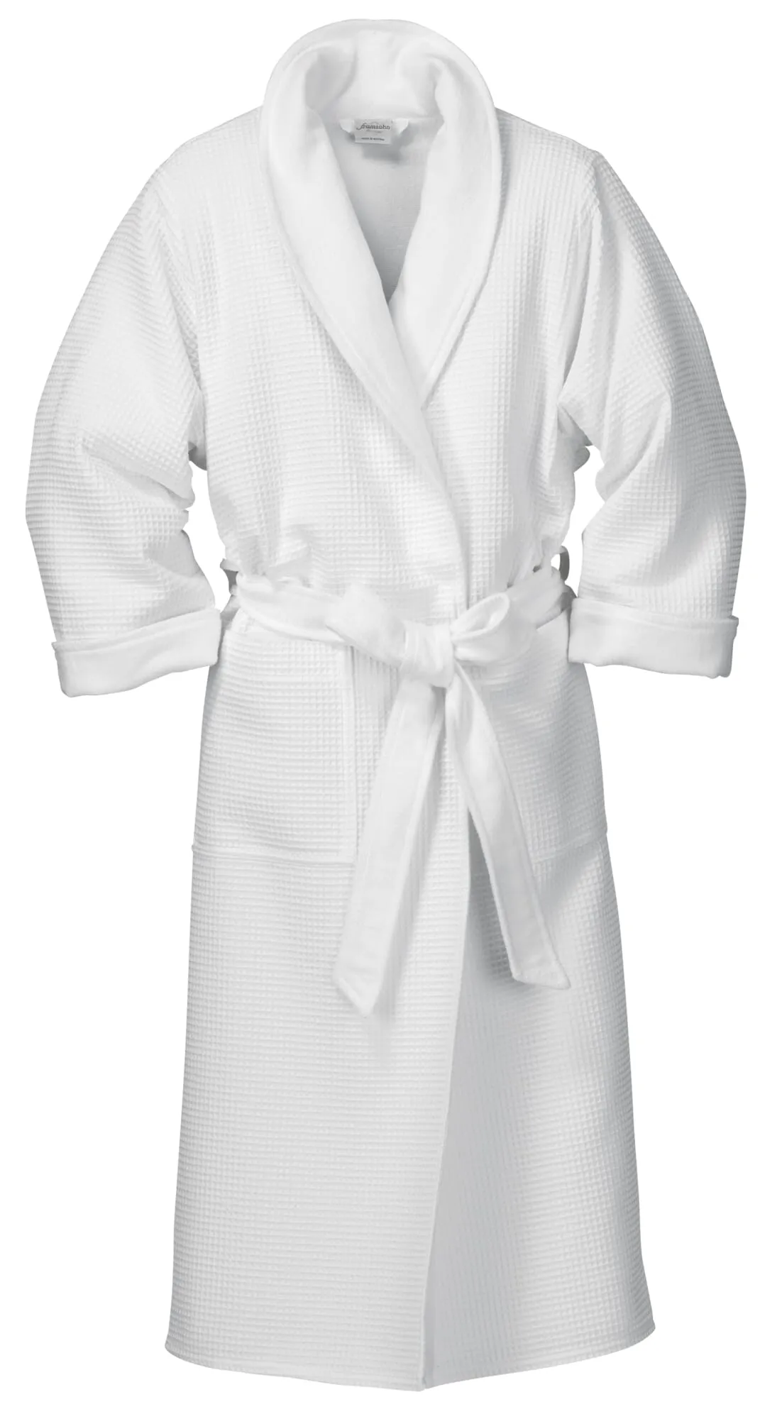 Bademantel Waffelpiqué und Frottier Unisex, Weiß