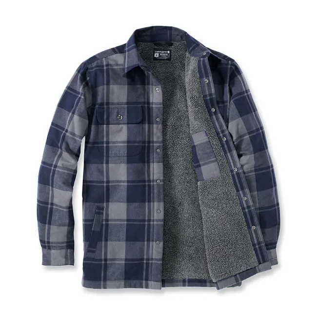 Carhartt Flannel Sherpa-Lined Hemdjacke navy blau/grau