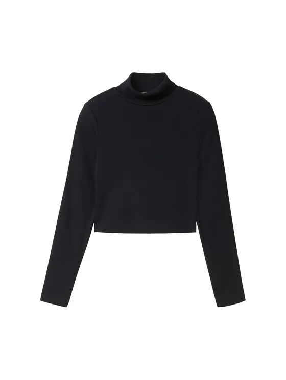 Cropped Langarmshirt mit Rollkragen