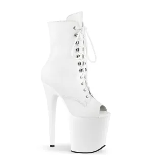 FLAMINGO-1021 - Plateau Peep Toe Stiefelette - Weiß Matt | Pleaser online günstig kaufen!