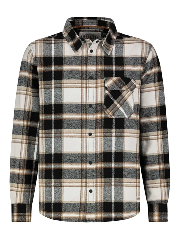 Hemdjacke in Schwarz/ Weiß/ Hellbraun