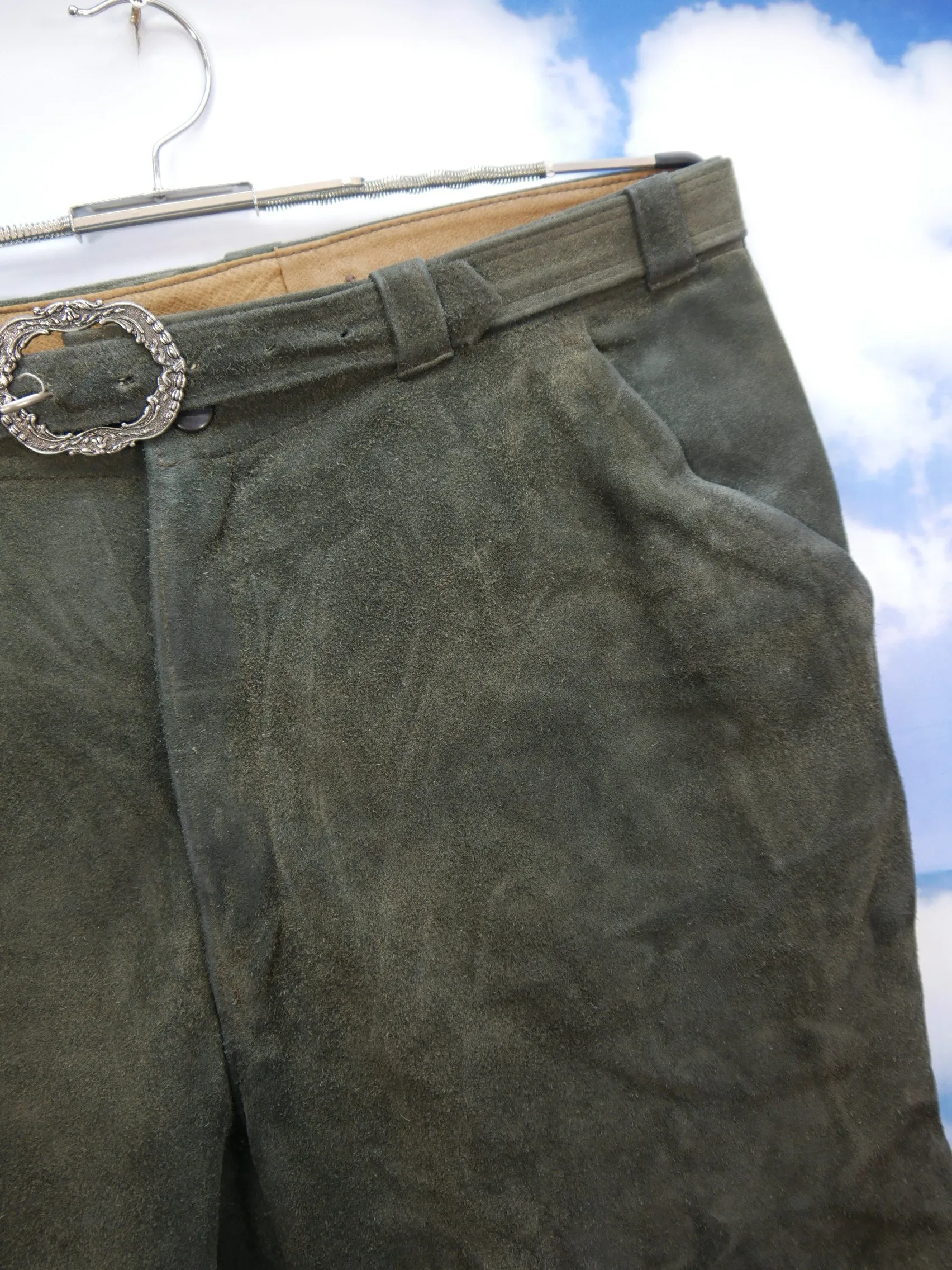 Krüger Qualität Lederhose zum Wandern Kniebund grau weich und bequem Gr.52