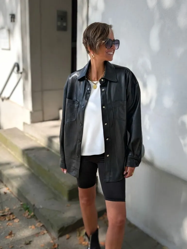 Oversize Kunstleder-Hemdjacke URBAN versch. Farben  SALE