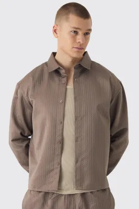 Oversize Overshirt mit Fischgräten-Print
