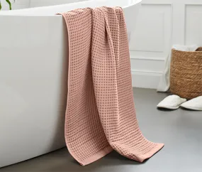 Premium-Waffelpiqué-Badetuch, rosé