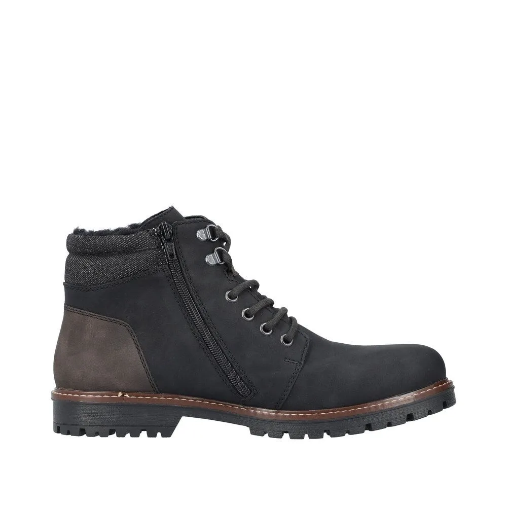 Rieker Herren Schnürboots TEX- Membran Schurwoll- Futter schwarz S23 F3611-00