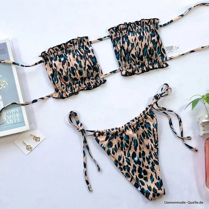 Sexy Bikini Plissee Badeanzug Mini Tanga Bikini Set Leo