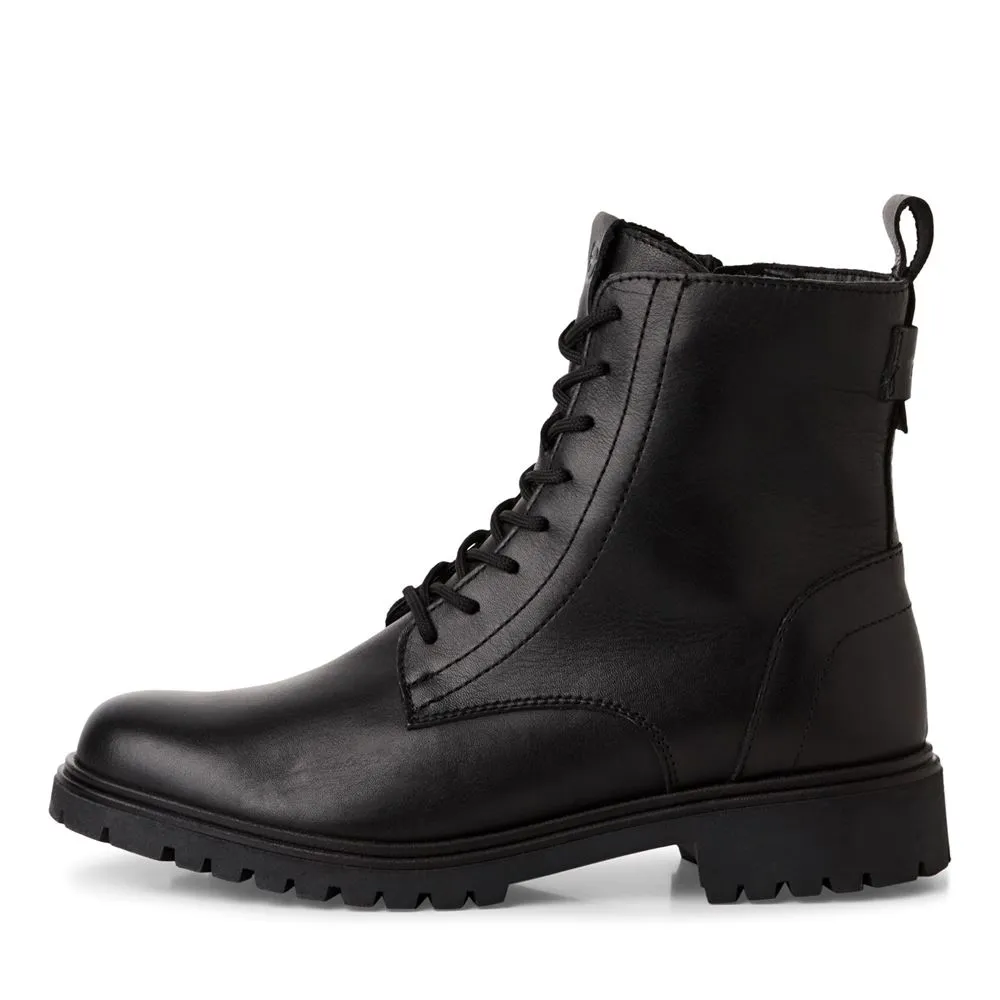 Tamaris Leder Stiefelette schwarz Schnürung und Reißverschluss S24 1-25402-43