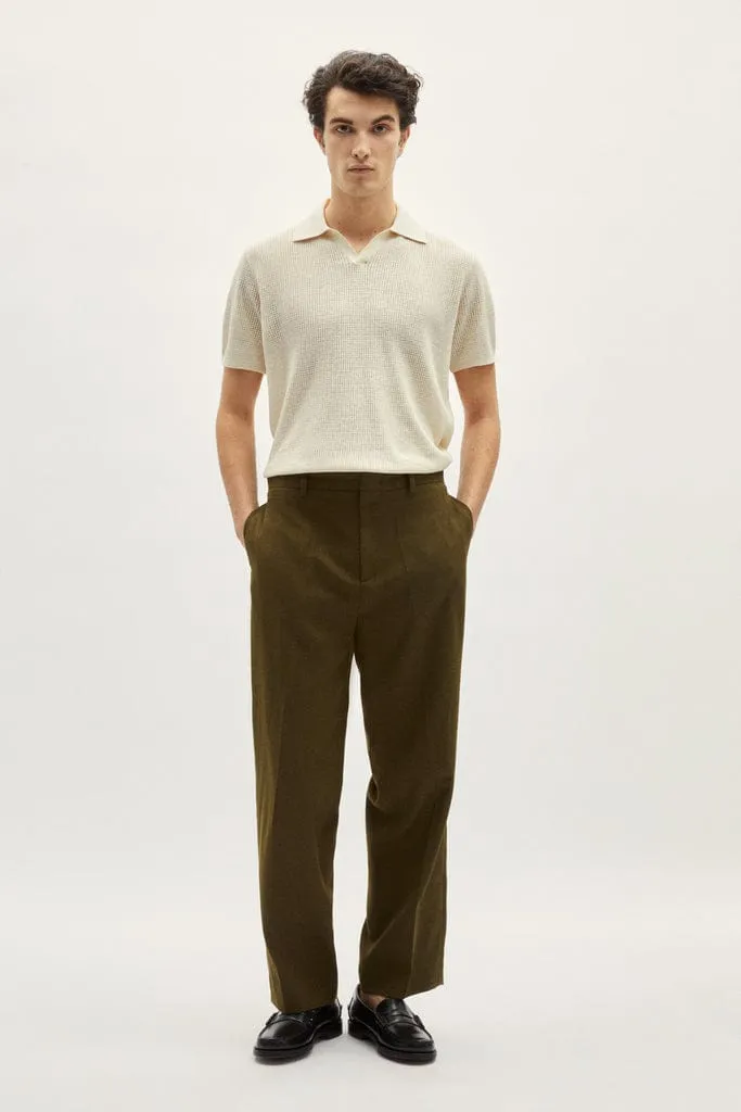 The Linen Cotton Crochet Polo