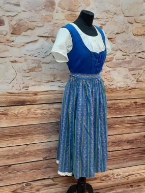 Vintage Dirndl Trachtenkleid lang Gr.38, blau