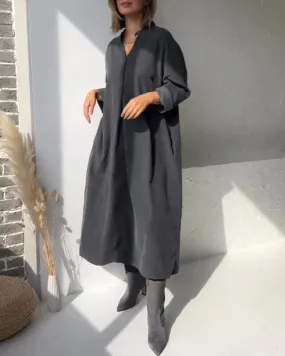 Vintage-Maxikleid mit oversized Passform und V-Ausschnitt