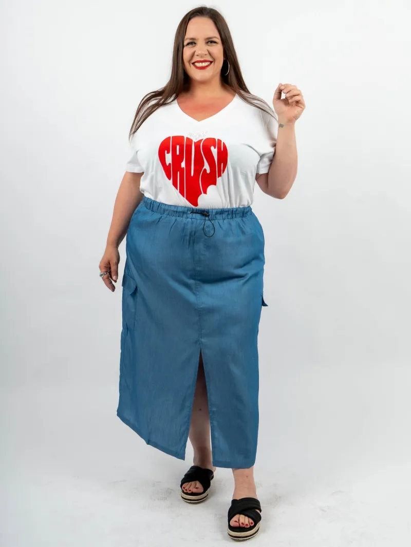 „Crush“-T-Shirt mit V-Ausschnitt